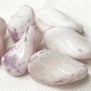 6 Vintage White Lavender Picasso Oval Glass Beads - Sea Beads