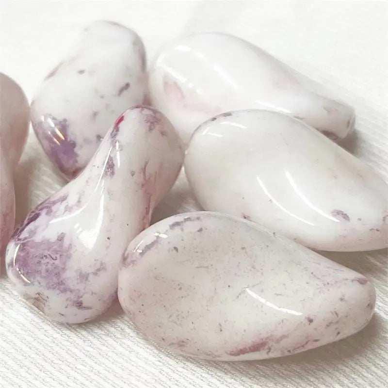 6 Vintage White Lavender Picasso Oval Glass Beads - Sea Beads