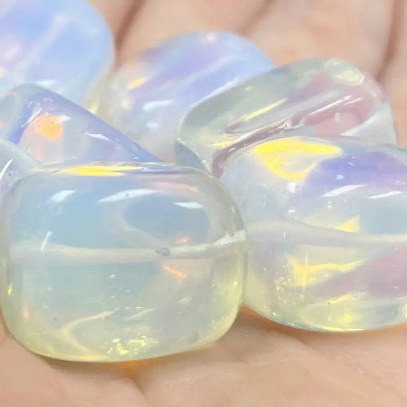 6 Vintage White Opal Rectangle Glass Beads - Sea Beads