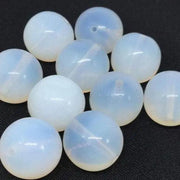 6 Vintage White Opalescent Round Glass Beads - Sea Beads