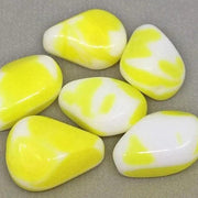 6 Vintage White Yellow German Glass Beads - Sea Beads