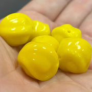 6 Vintage Yellow Czech Baroque Glass Beads - Sea Beads