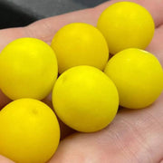 6 Vintage Yellow Matte Round Mixed Glass Beads - Sea Beads