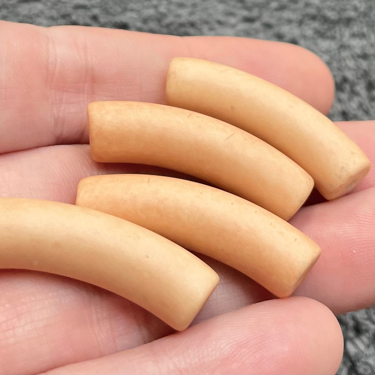 4 Vintage Beige Japan Porcelain Beads