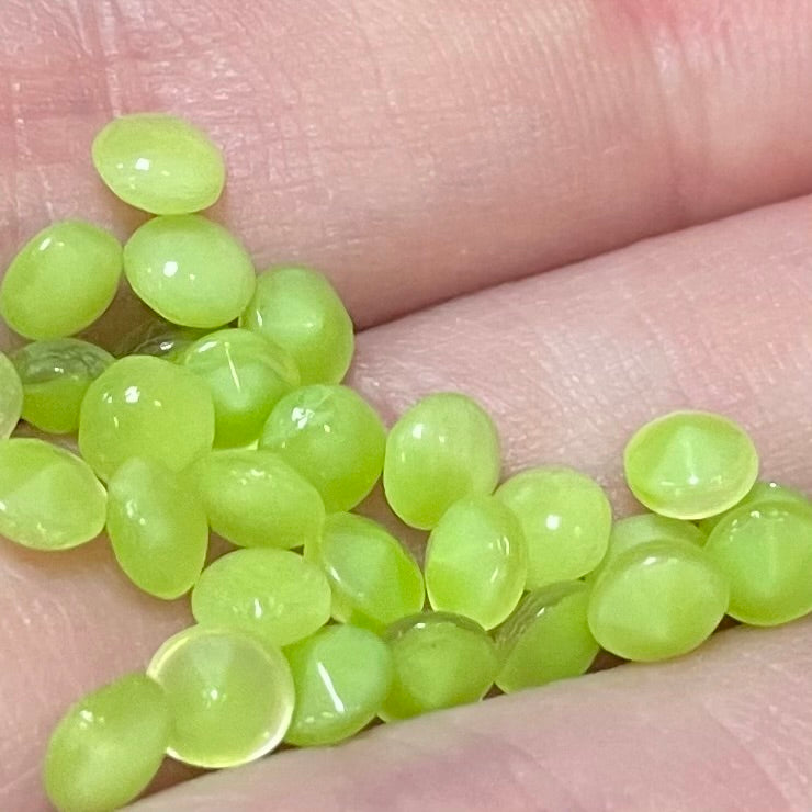 50 Vintage Green German Moonglow Round Glass Stones