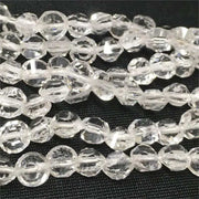 68 antique crystal faceted edge glass beads strand, round vintage design.