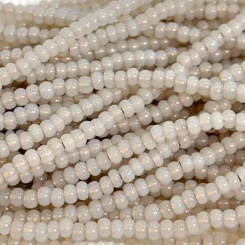 1 Hank Bronze Lined White Opal Czech Glass Seed Beads