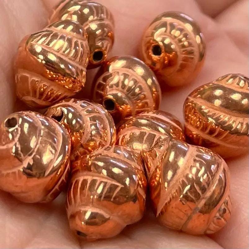 10 vintage plated copper lucite german oval beads #9083