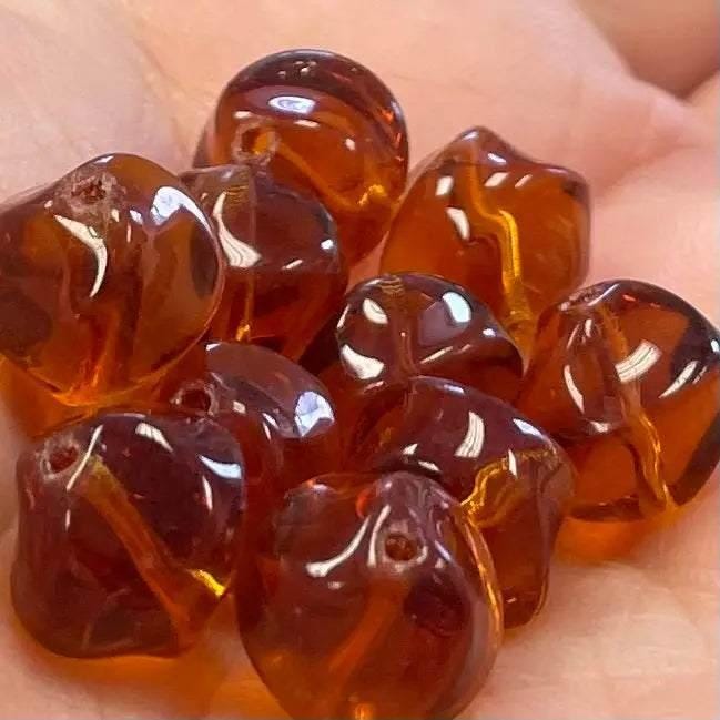20 Vintage Amber Baroque Glass Beads
