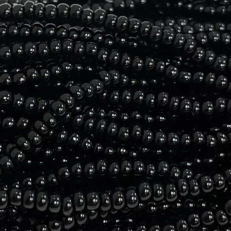 1 Hank Black Czech Glass Seed Beads