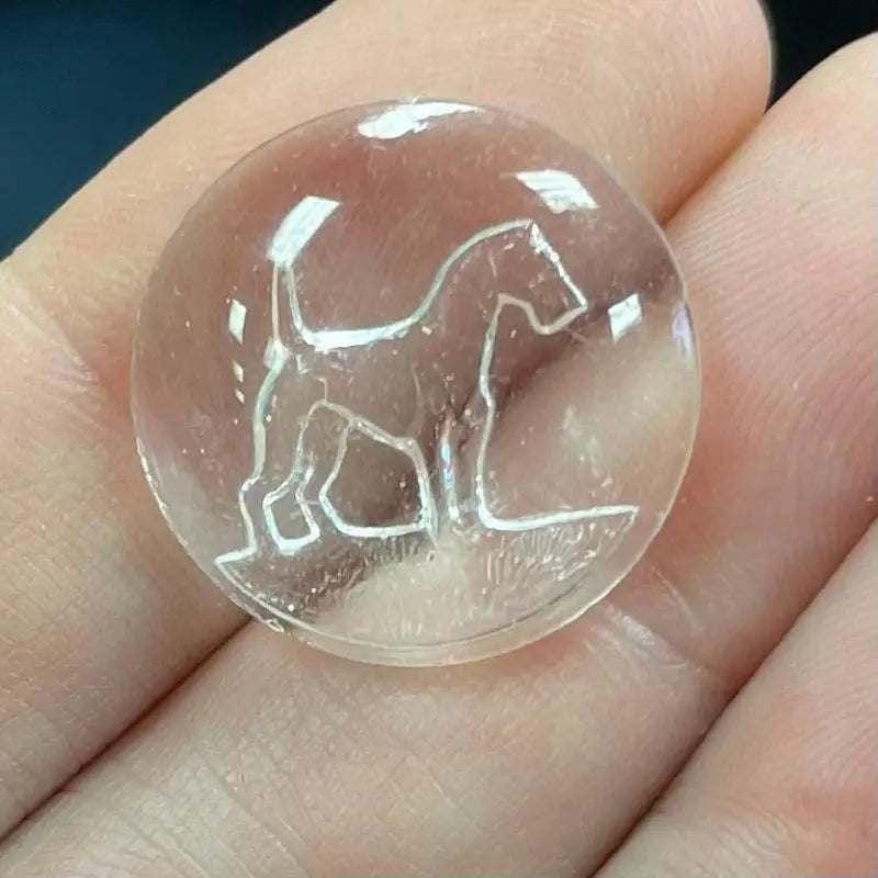 1 Vintage Clear Scottish Terrier Intagilo Round Glass Cabochon