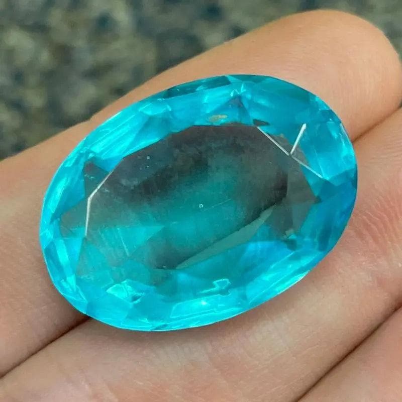1 Vintage Blue Aqua Blue Oval Glass Stone
