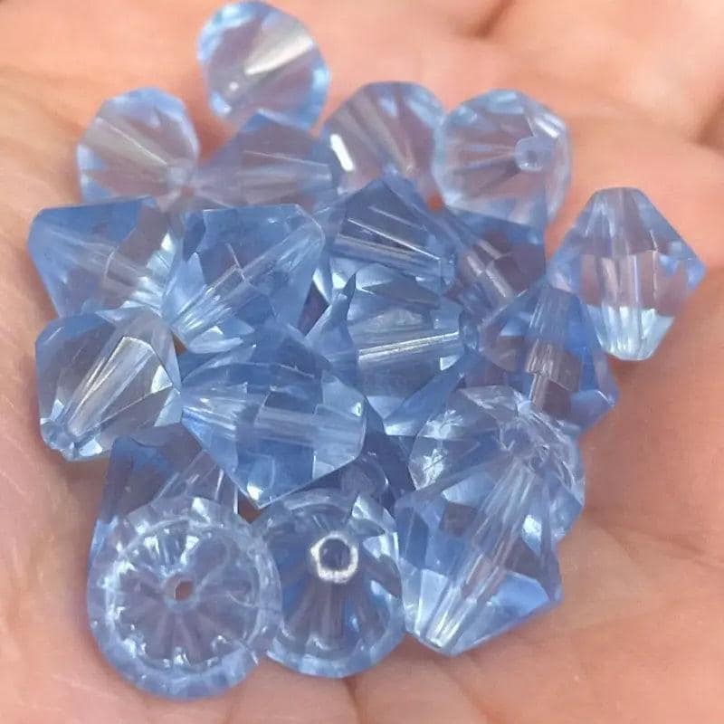 25 Vintage Blue Sapphire Czech Bicone Faceted Glass Beads