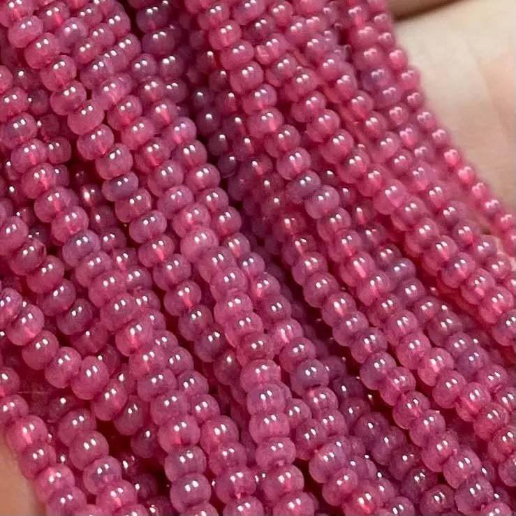 1 Hank Pink Fuchsia Opal Czech Glass Seed Beads