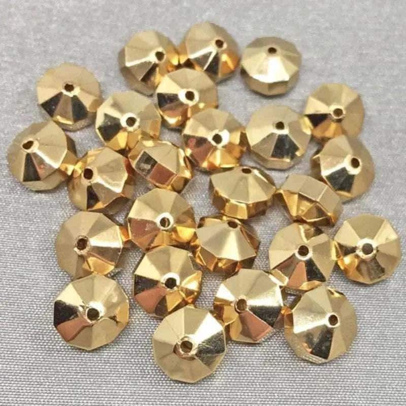 25 Vintage Gold Coated Metal Acrylic Rondelle Beads
