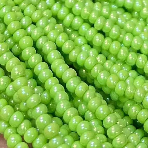 1 Hank Green Lime AB Czech Glass Seed Beads