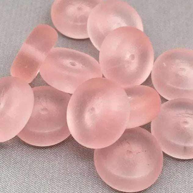 12 Vintage Pink Matte Czech Glass Beads