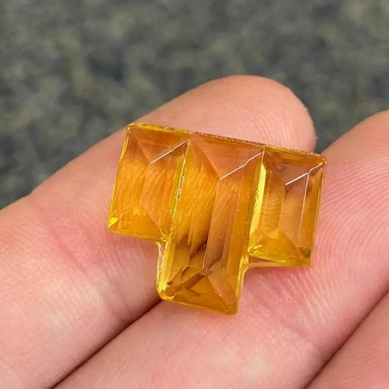 1 Vintage Yellow Golden Art Deco Era Glass Stone