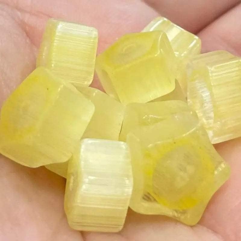 10 Vintage Yellow Jonquil German Satin Glass Beads