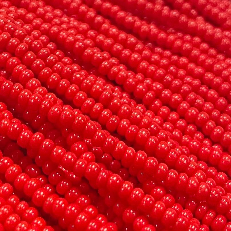 1 Hank Red Light Czech Opaque Glass Seed Beads