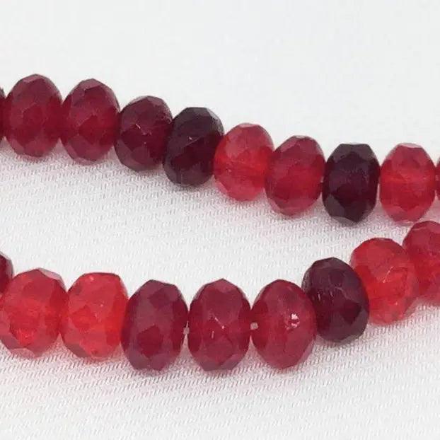 50 Red Czech Mixed Rondelle Glass Beads