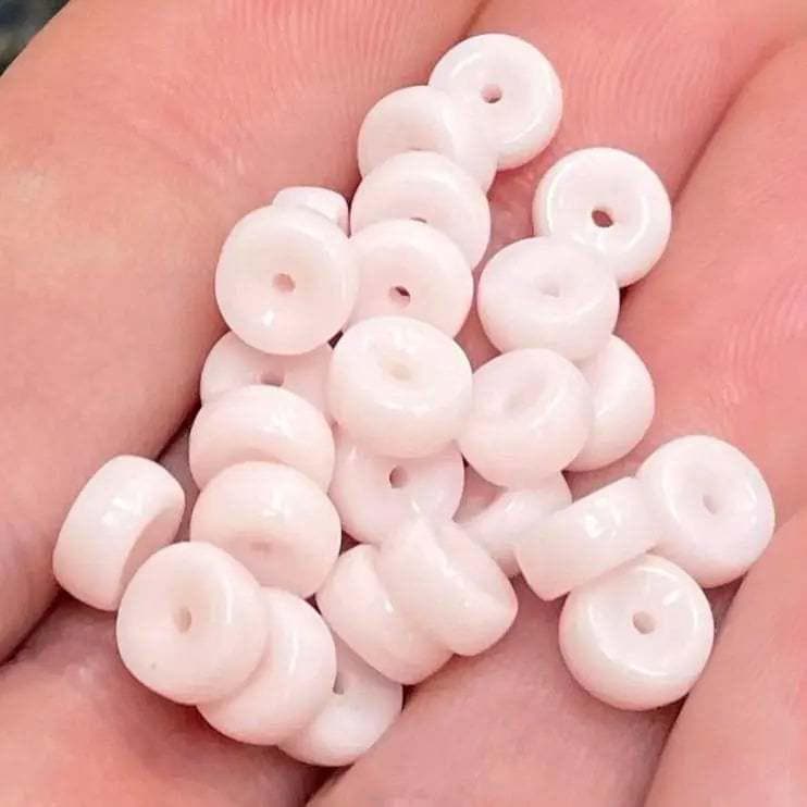 50 Vintage Pink German Rondelle Glass Beads