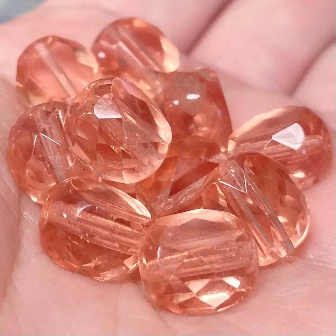 25 Peach Czech Table Cut Coin Glass Beads