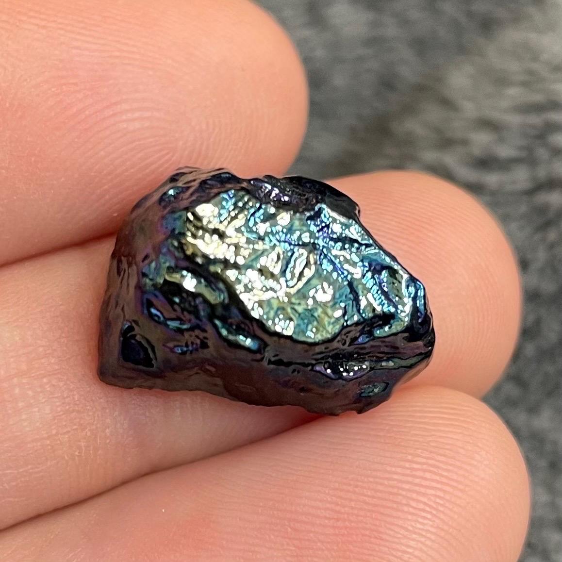 2 Vintage Black Blue Iris Baroque Glass Cabochons #8141