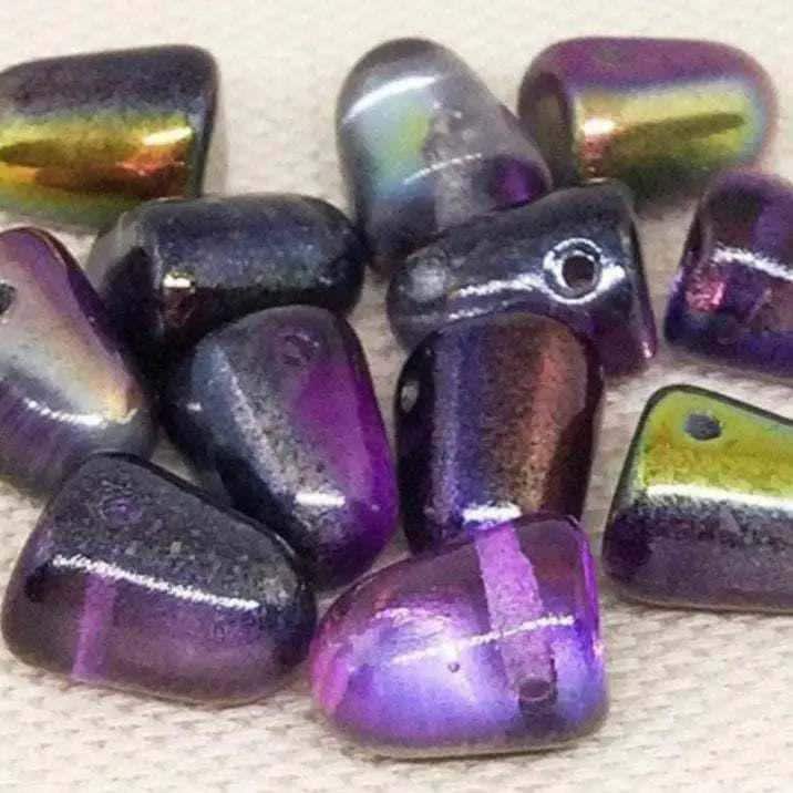 6 Magic Purple Czech Gumdrop Glass Beads