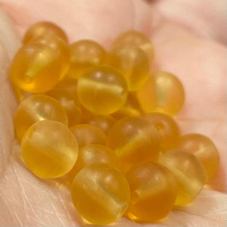 50 Vintage Topaz Matte Round Glass Beads