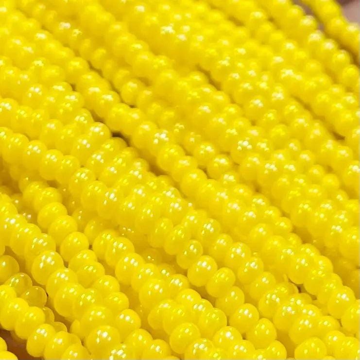1 Hank Yellow Lemon AB Czech Glass Seed Beads