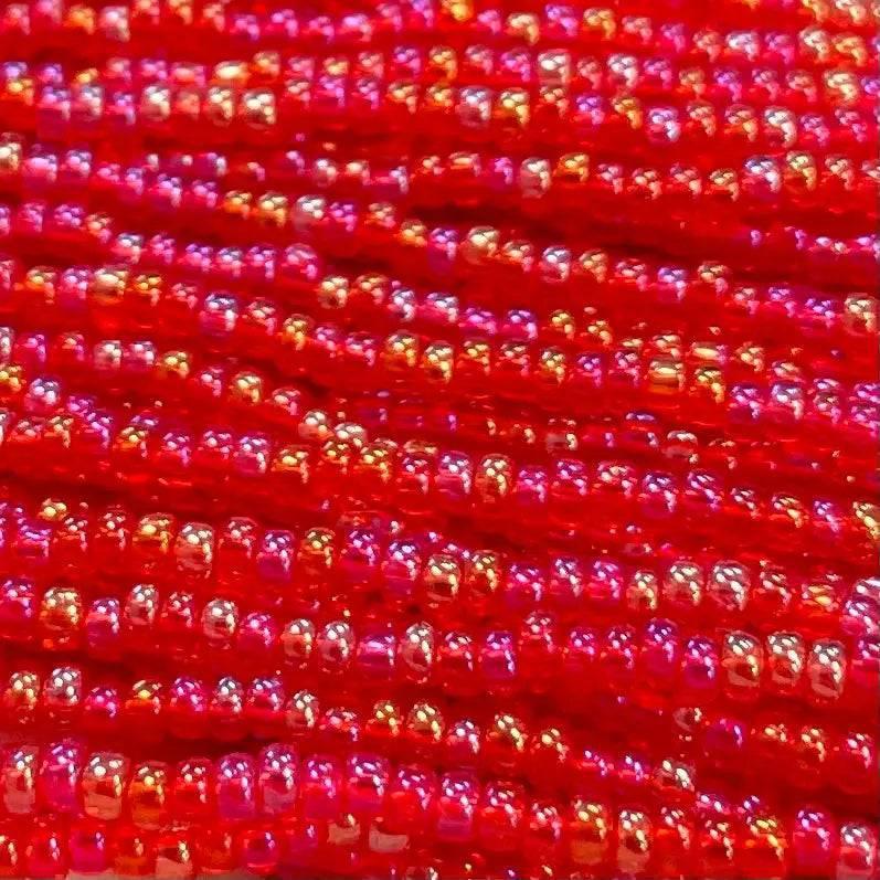 1 Hank Red Ruby Light AB Czech Glass Seed Beads