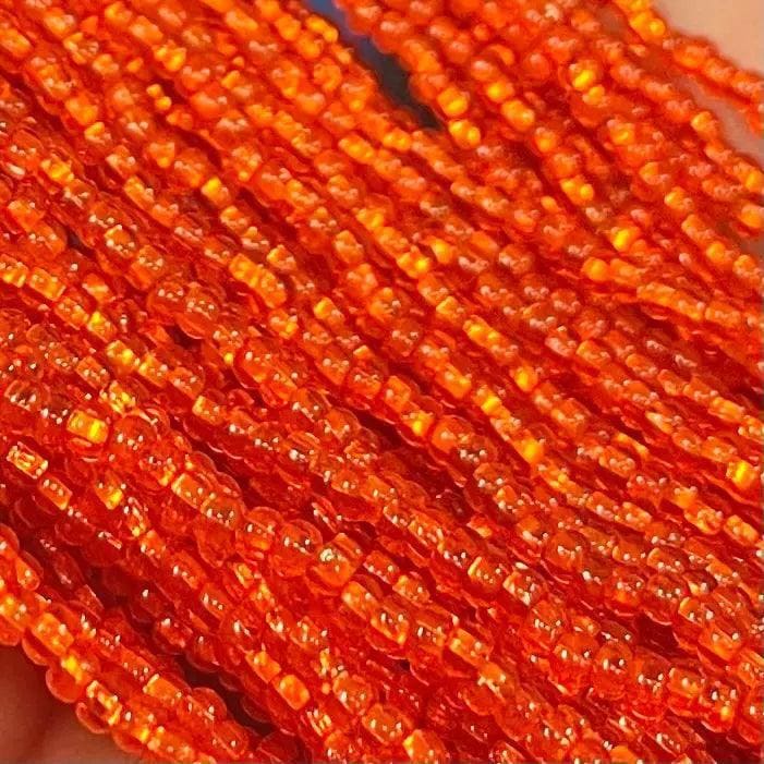 1 Hank Orange Hyacinth Silver Lined Czech Glass Seed Beads