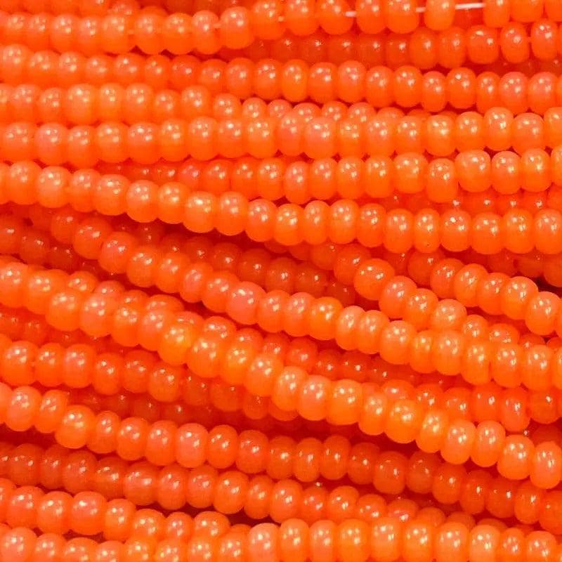 1 Hank Orange Hyacinth Czech Opal Glass Seed Beads