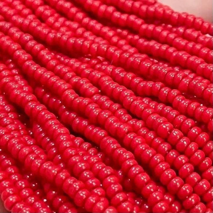 1 Hank Red Czech Opaque Glass Seed Beads