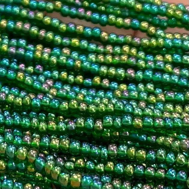 1 Hank Green AB Transparent Czech Glass Seed Beads