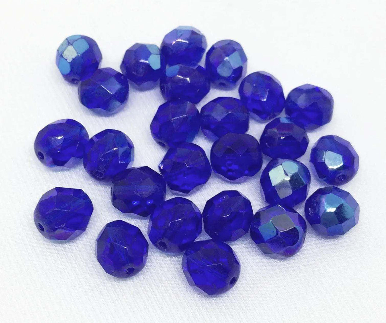 25 Blue AB Czech Faceted Glass Beads