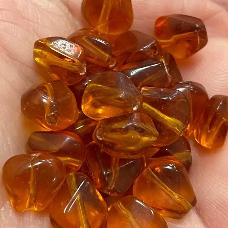 25 Vintage Amber Japan Glass Beads