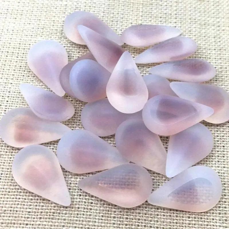 4 Vintage Purple Givre German Pear Matte Glass Stones