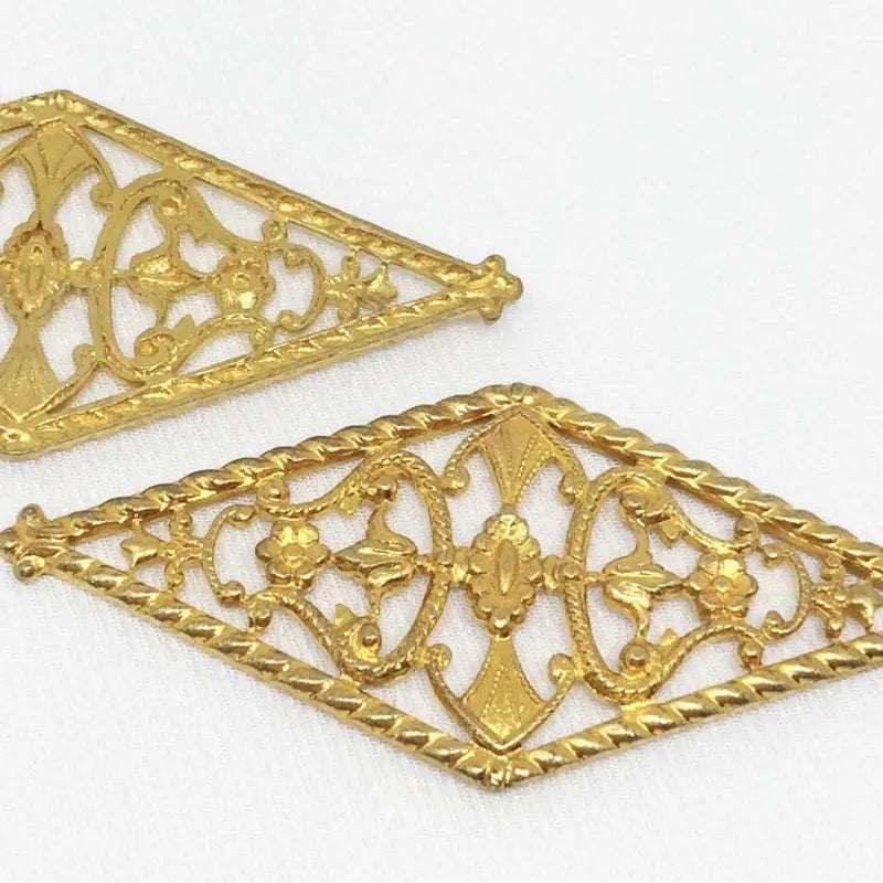 2 Vintage Brass Raw Cast Diamonds