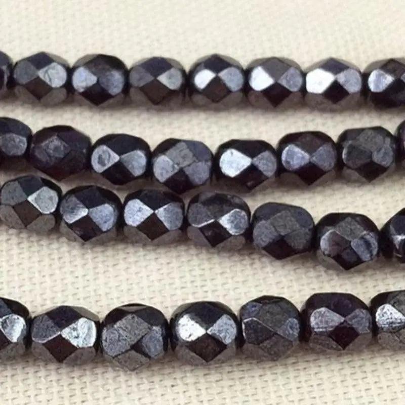 50 Red Garnet Czech Luster Fire Polished Glass Beads