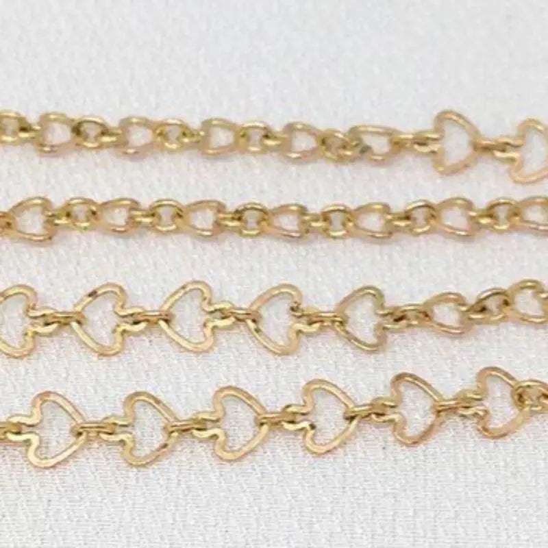 1 Foot Vintage Brass Dainty Heart Chain