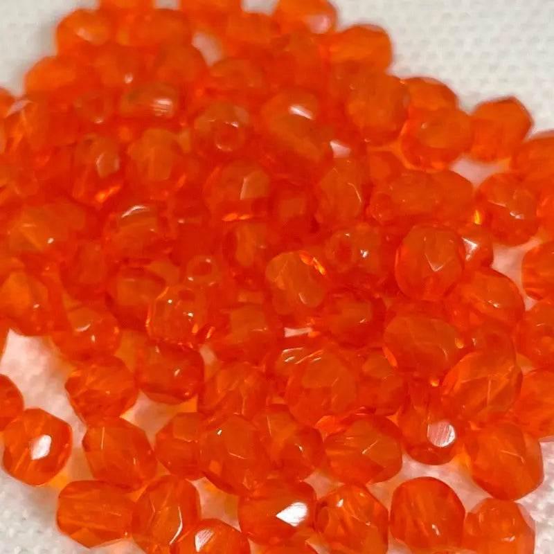 100 Orange Czech Fire Polished Glass Beads