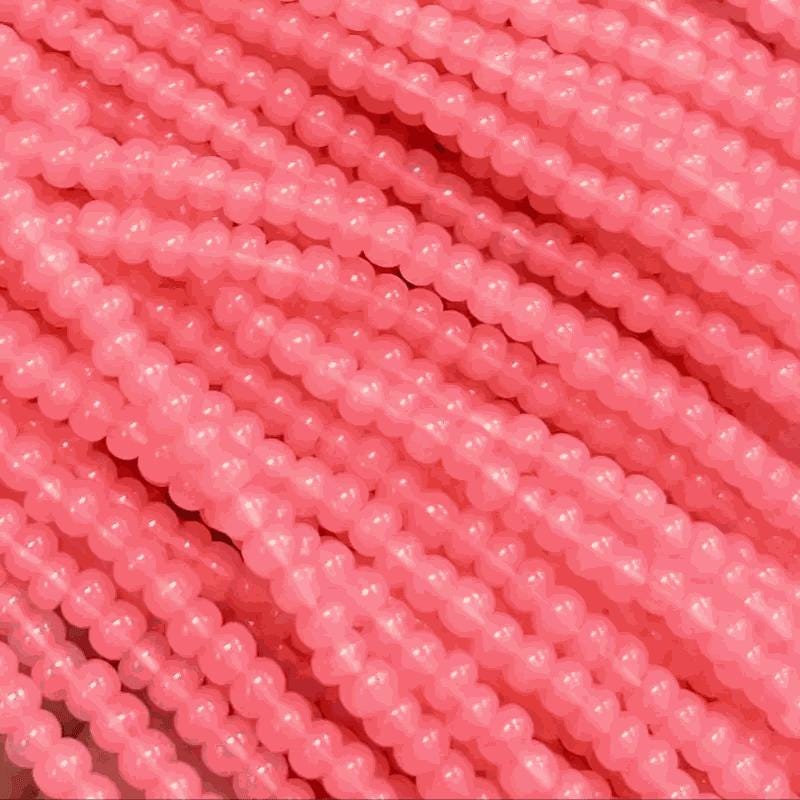1 Hank Pink Salmon Light Czech Opal Glass Seed Beads