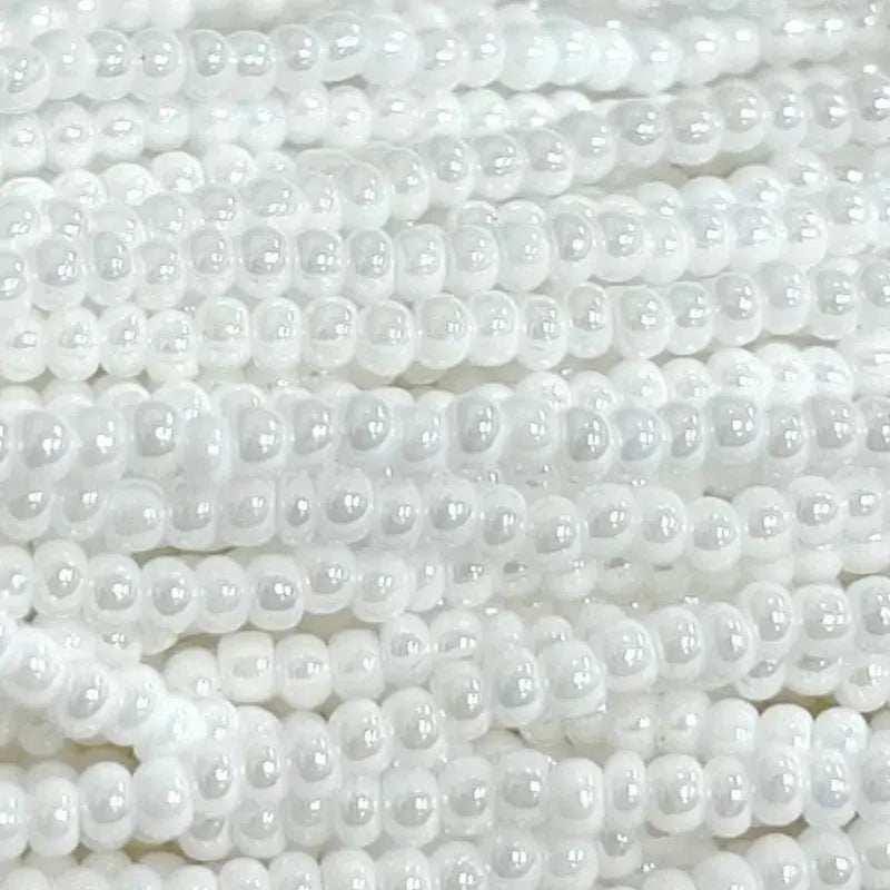 1 Hank White Luster Czech Glass Seed Beads