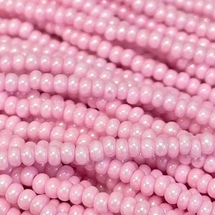 1 Hank Pink Luster Czech Glass Seed Beads