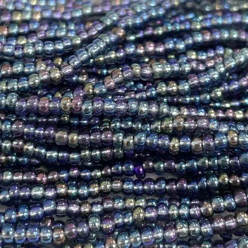1 Hank Black Diamond AB Czech Glass Seed Beads