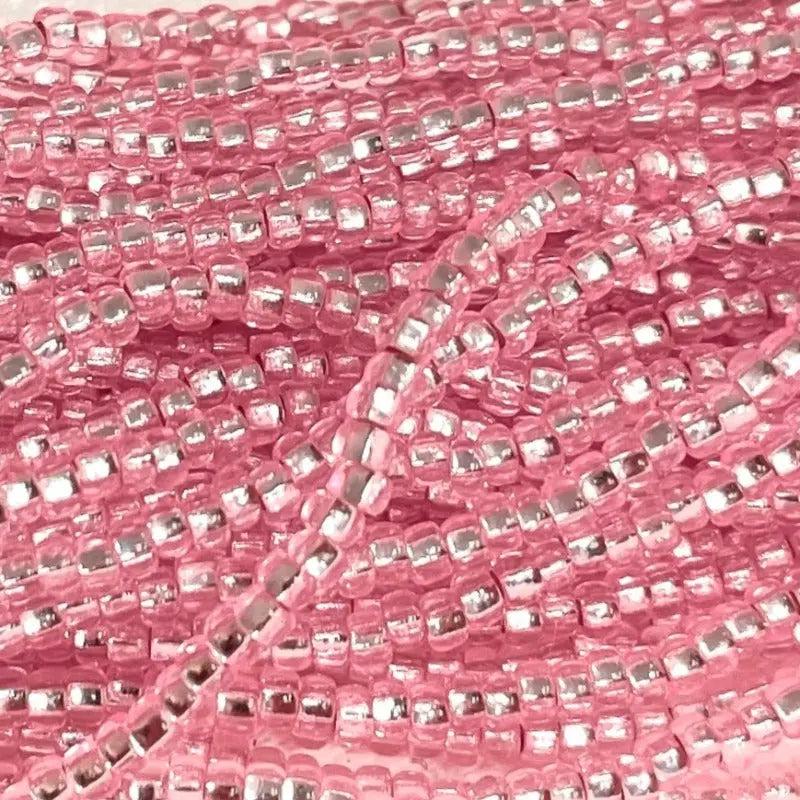 1 Hank Pink Light Czech Silver Lined Glass Seed Beads