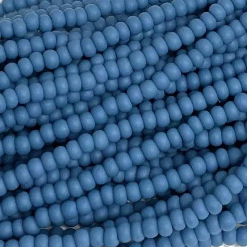1 Hank Blue Denim Matte Czech Glass Seed Beads