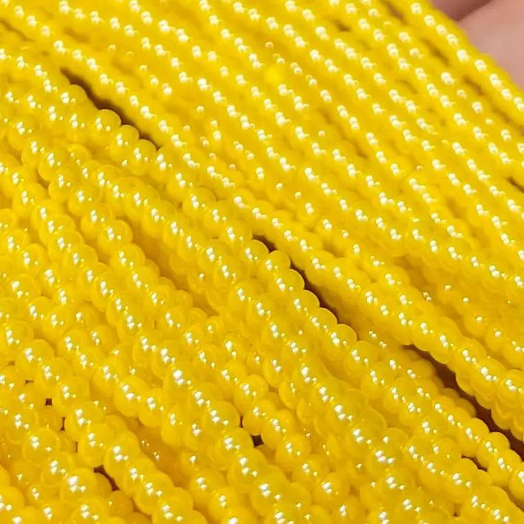 1 Hank Yellow Dark Czech Luster Glass Seed Beads